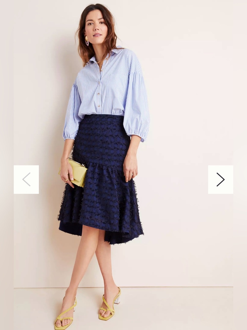 Anthropologie Maeve Textured Midi Skirt Navy Size Small Feminine Artsy Office